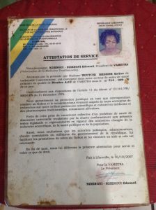Attestation d'exercice de maman Esther Douala